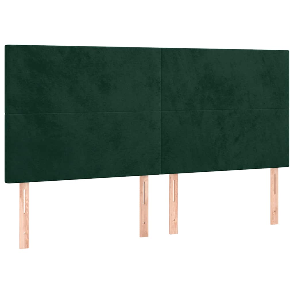 sengeramme med sengegavl 180x200 cm fløjl mørkegrøn