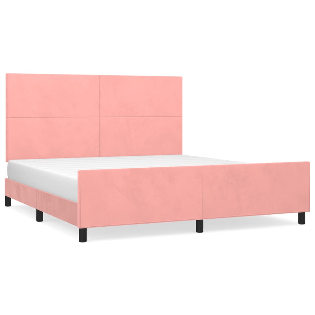 sengeramme med sengegavl 180x200 cm fløjl pink