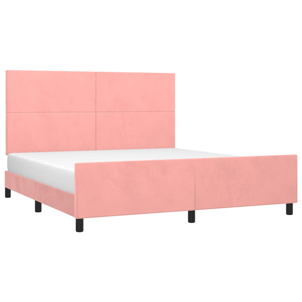 sengeramme med sengegavl 180x200 cm fløjl pink