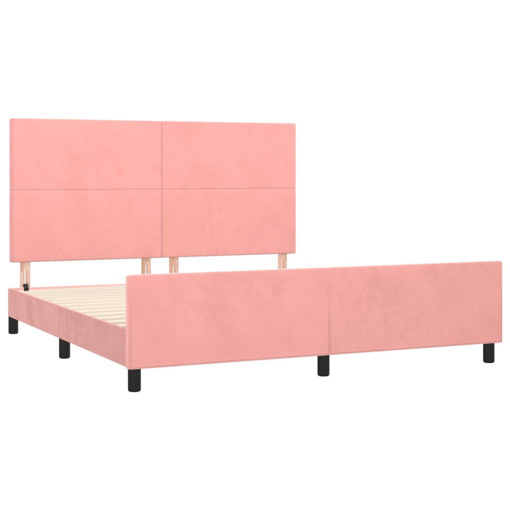 sengeramme med sengegavl 180x200 cm fløjl pink