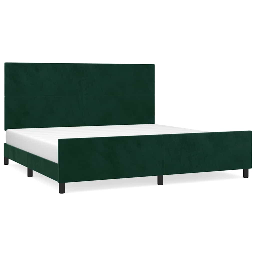 Sengeramme uden madras Mørkegrøn 200x200 cm Fløjl