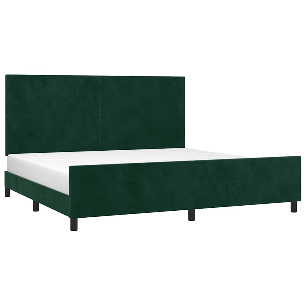 Sengeramme uden madras Mørkegrøn 200x200 cm Fløjl