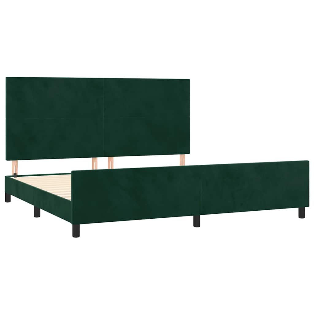 Sengeramme uden madras Mørkegrøn 200x200 cm Fløjl