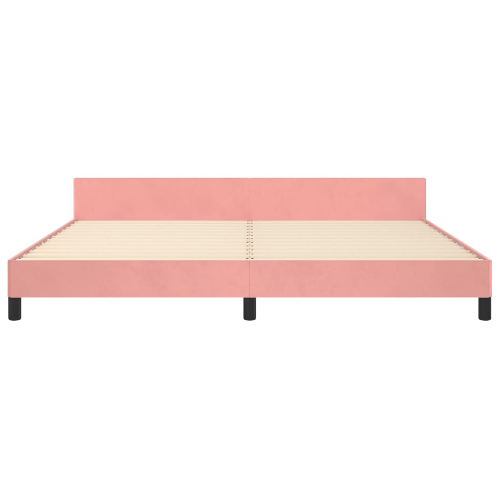 sengeramme med sengegavl 200x200 cm fløjl pink