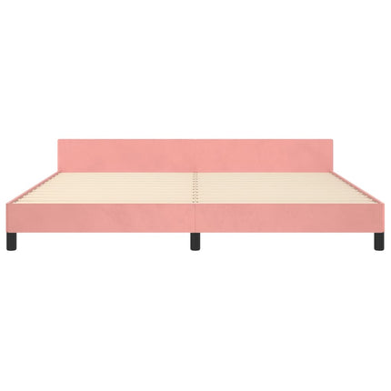 sengeramme med sengegavl 200x200 cm fløjl pink