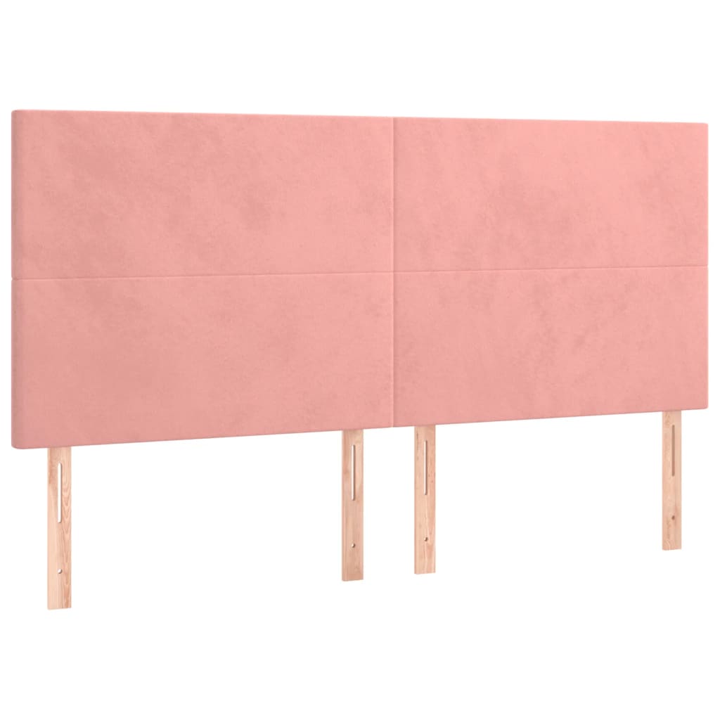 sengeramme med sengegavl 200x200 cm fløjl pink