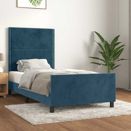 Sengeramme uden madras Mørkeblå 80x200 cm Fløjl