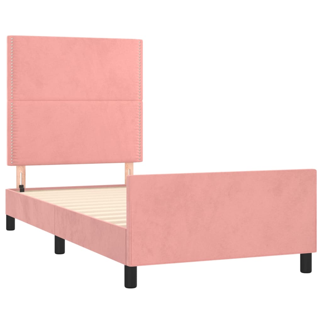 sengeramme med sengegavl 80x200 cm fløjl lyserød