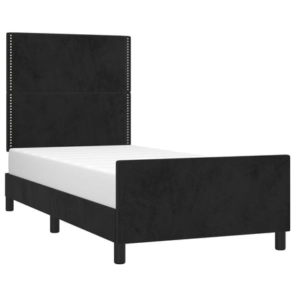 sengeramme med sengegavl 90x190 cm fløjl sort
