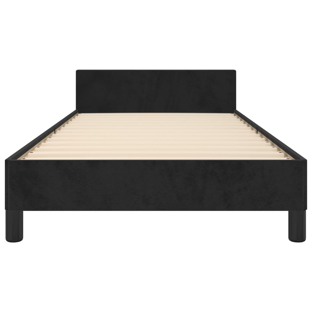 sengeramme med sengegavl 90x190 cm fløjl sort