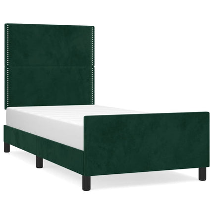 Sengeramme uden madras Mørkegrøn 90x200 cm Fløjl