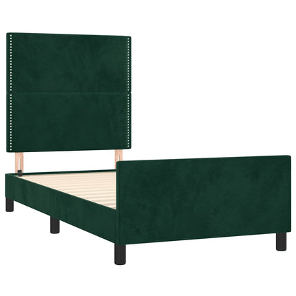 Sengeramme uden madras Mørkegrøn 90x200 cm Fløjl