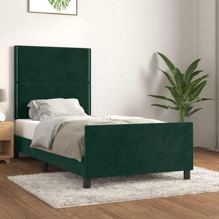 Sengeramme uden madras Mørkegrøn 90x200 cm Fløjl