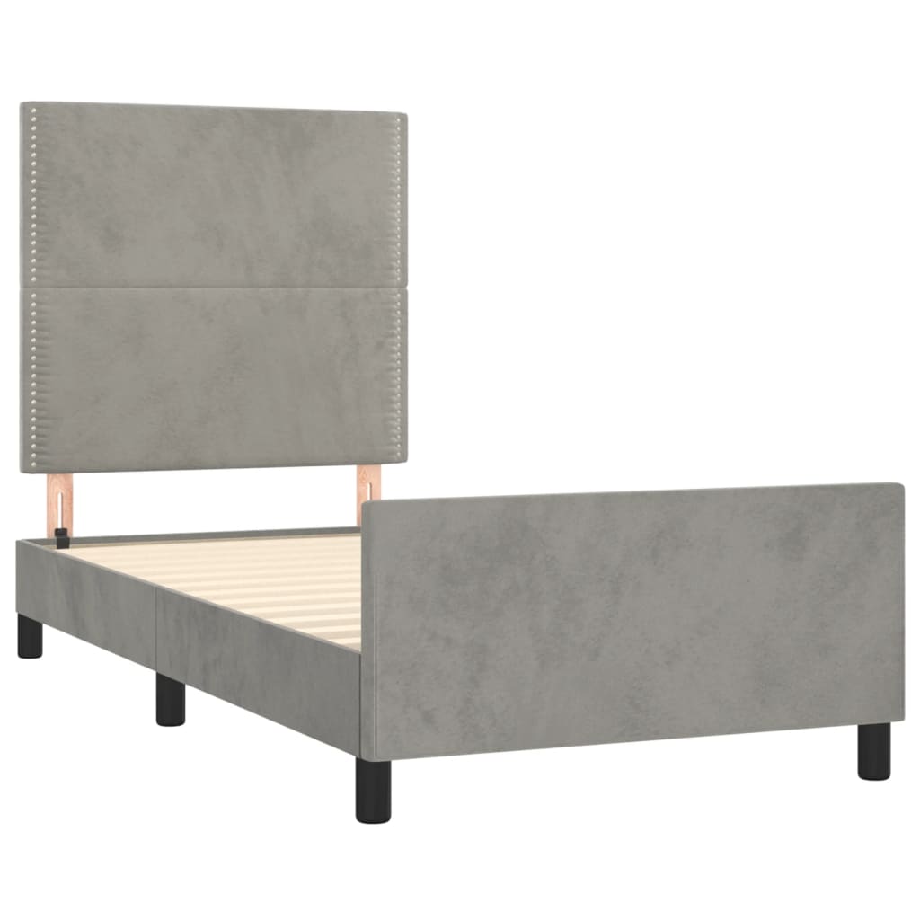 Sengeramme uden madras Lysegrå 100x200 cm Fløjl