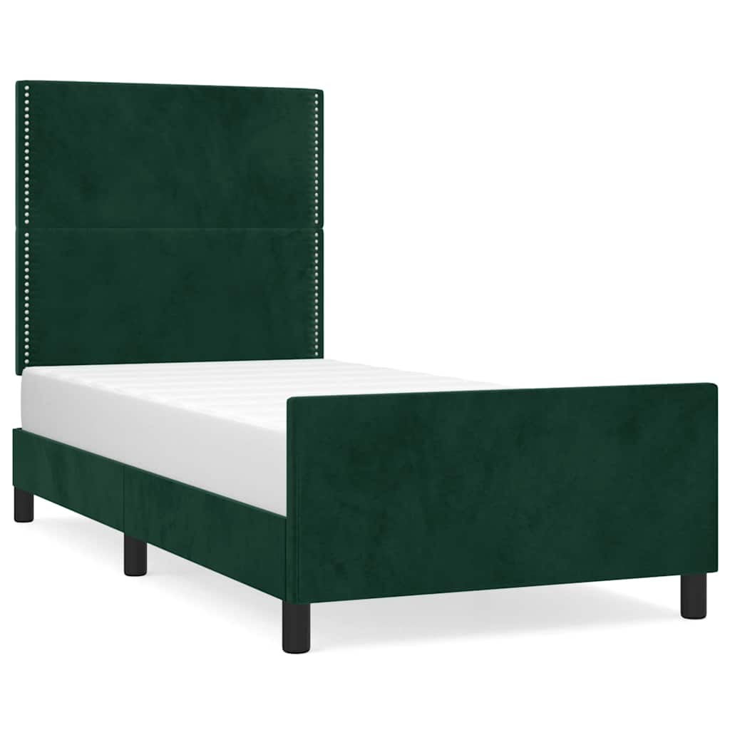 Sengeramme uden madras Mørkegrøn 100x200 cm Fløjl