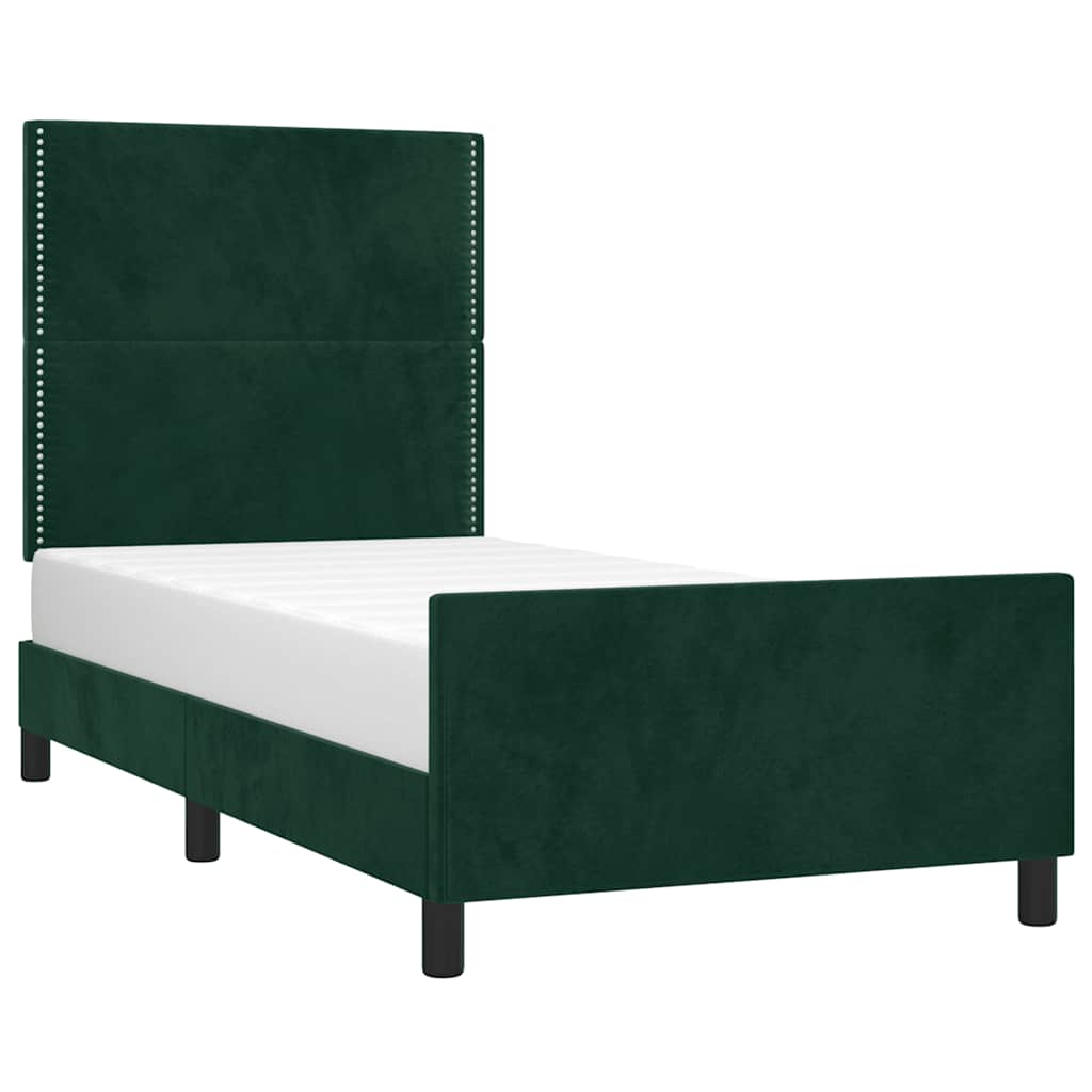 Sengeramme uden madras Mørkegrøn 100x200 cm Fløjl