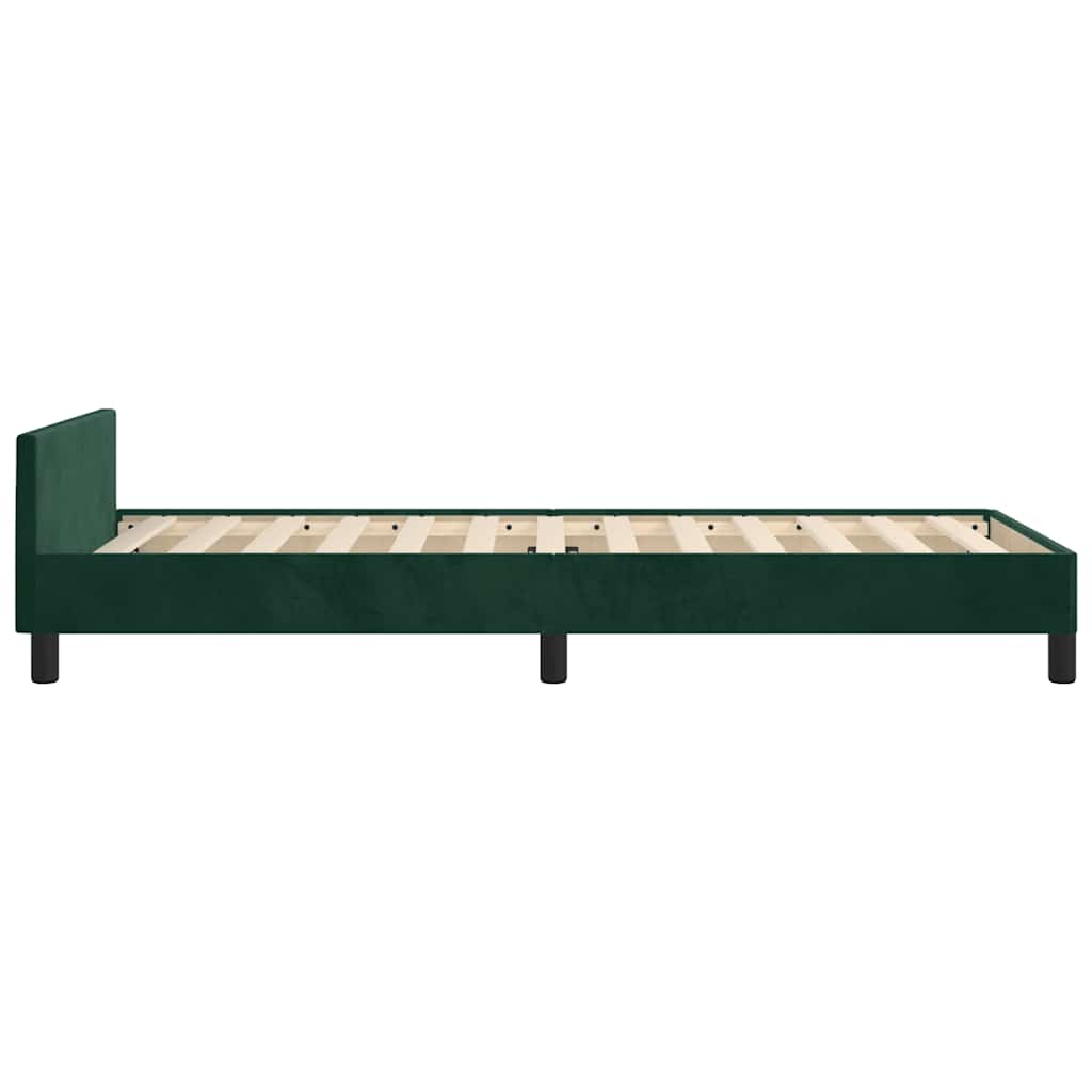 Sengeramme uden madras Mørkegrøn 100x200 cm Fløjl