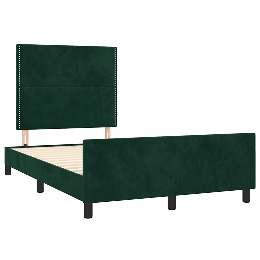 Sengeramme uden madras Mørkegrøn 120x200 cm Fløjl