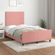 sengeramme med sengegavl 120x200 cm fløjl pink