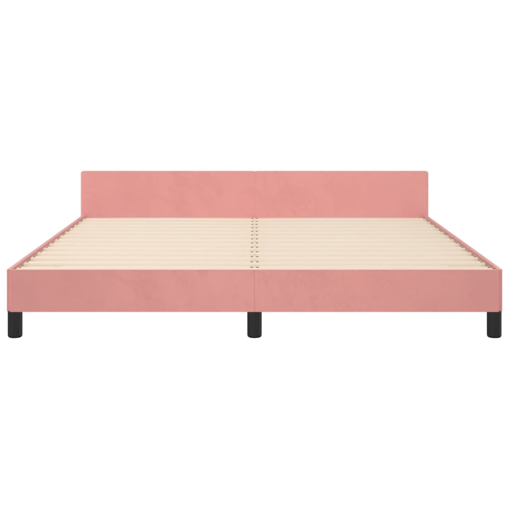 sengeramme med sengegavl 160x200 cm fløjl pink