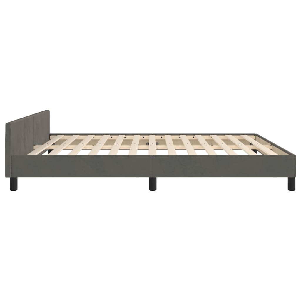 sengeramme med sengegavl 180x200 cm fløjl mørkegrå