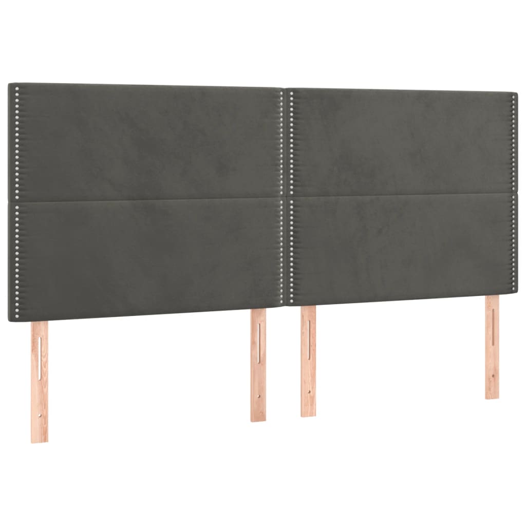 sengeramme med sengegavl 180x200 cm fløjl mørkegrå