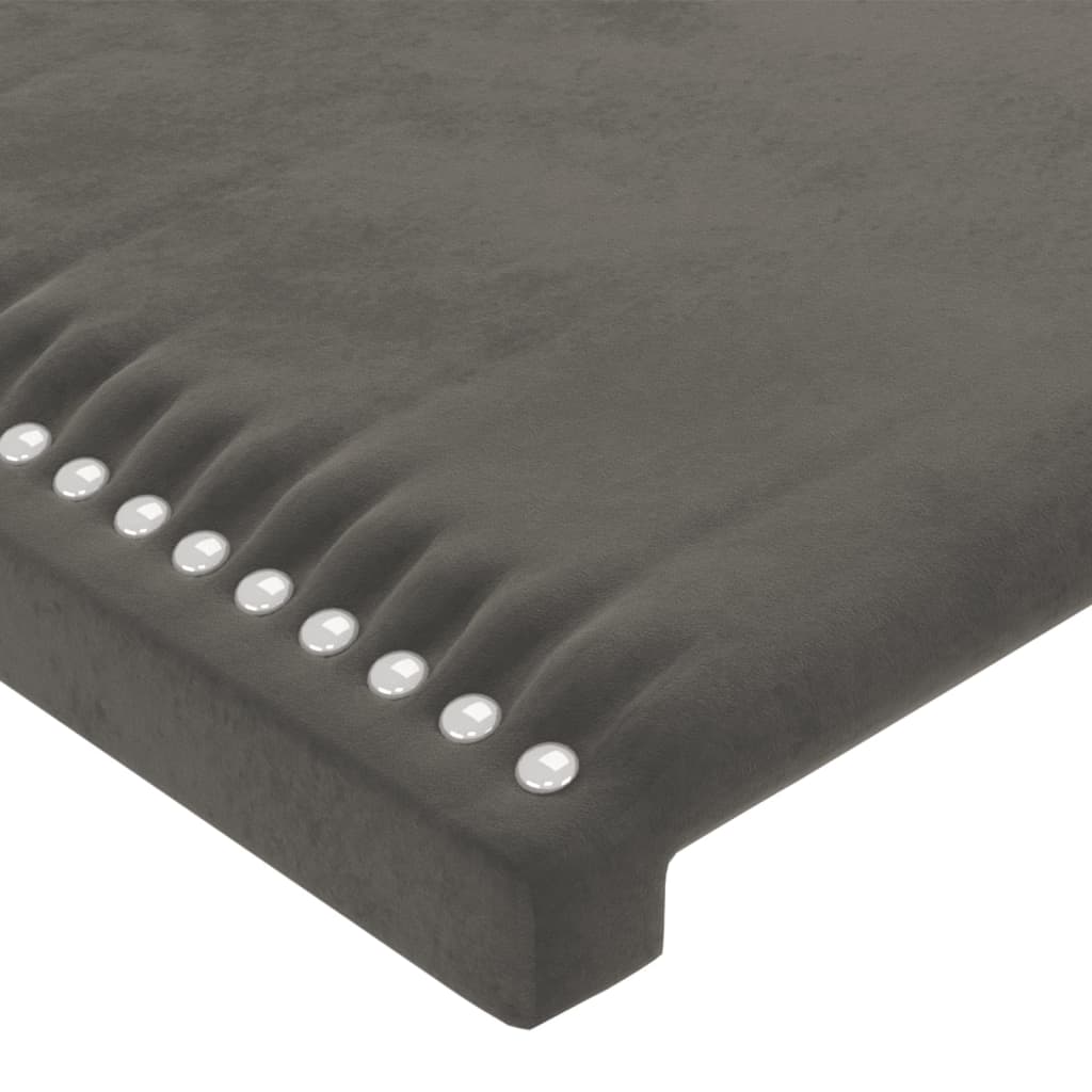 sengeramme med sengegavl 180x200 cm fløjl mørkegrå