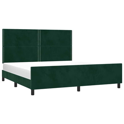 sengeramme med sengegavl 180x200 cm fløjl mørkegrøn