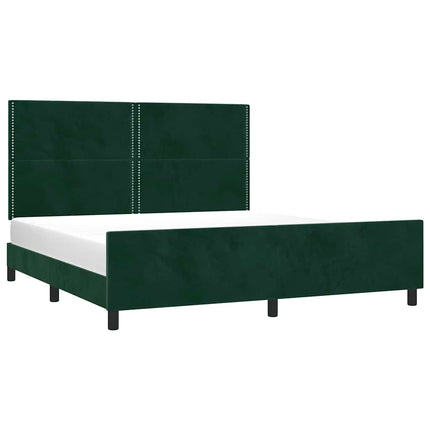 sengeramme med sengegavl 180x200 cm fløjl mørkegrøn
