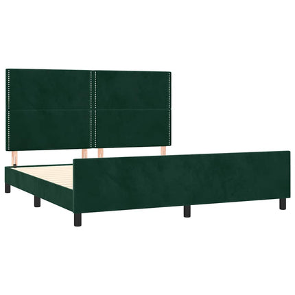 sengeramme med sengegavl 180x200 cm fløjl mørkegrøn