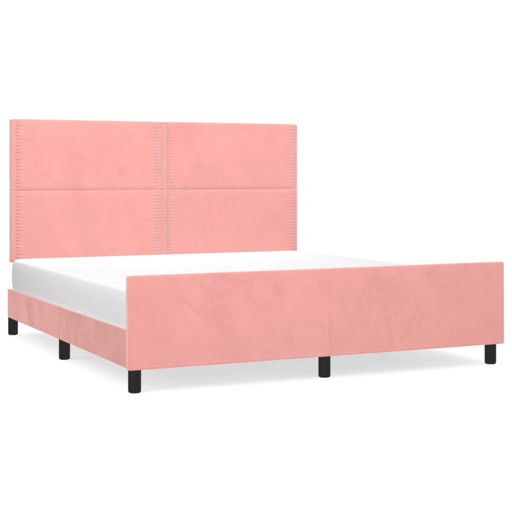 sengeramme med sengegavl 180x200 cm fløjl pink