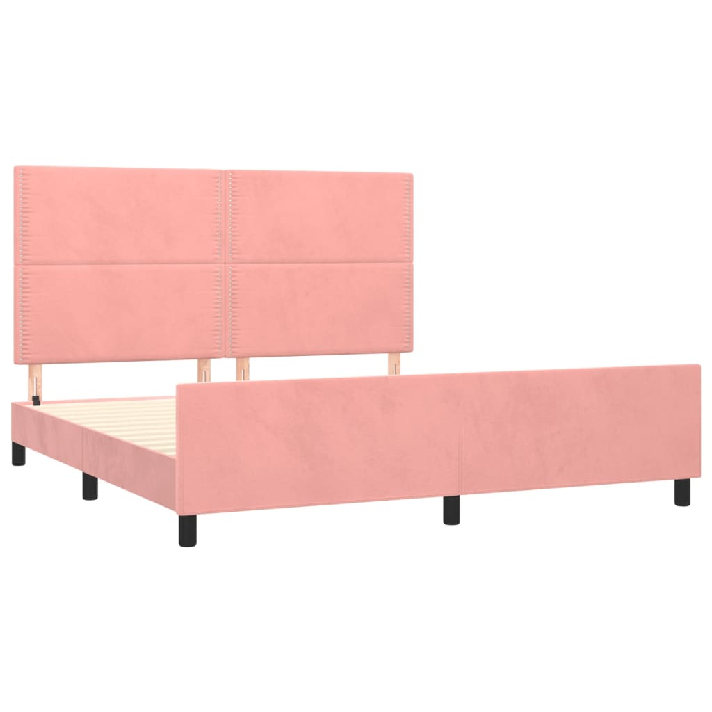 sengeramme med sengegavl 180x200 cm fløjl pink