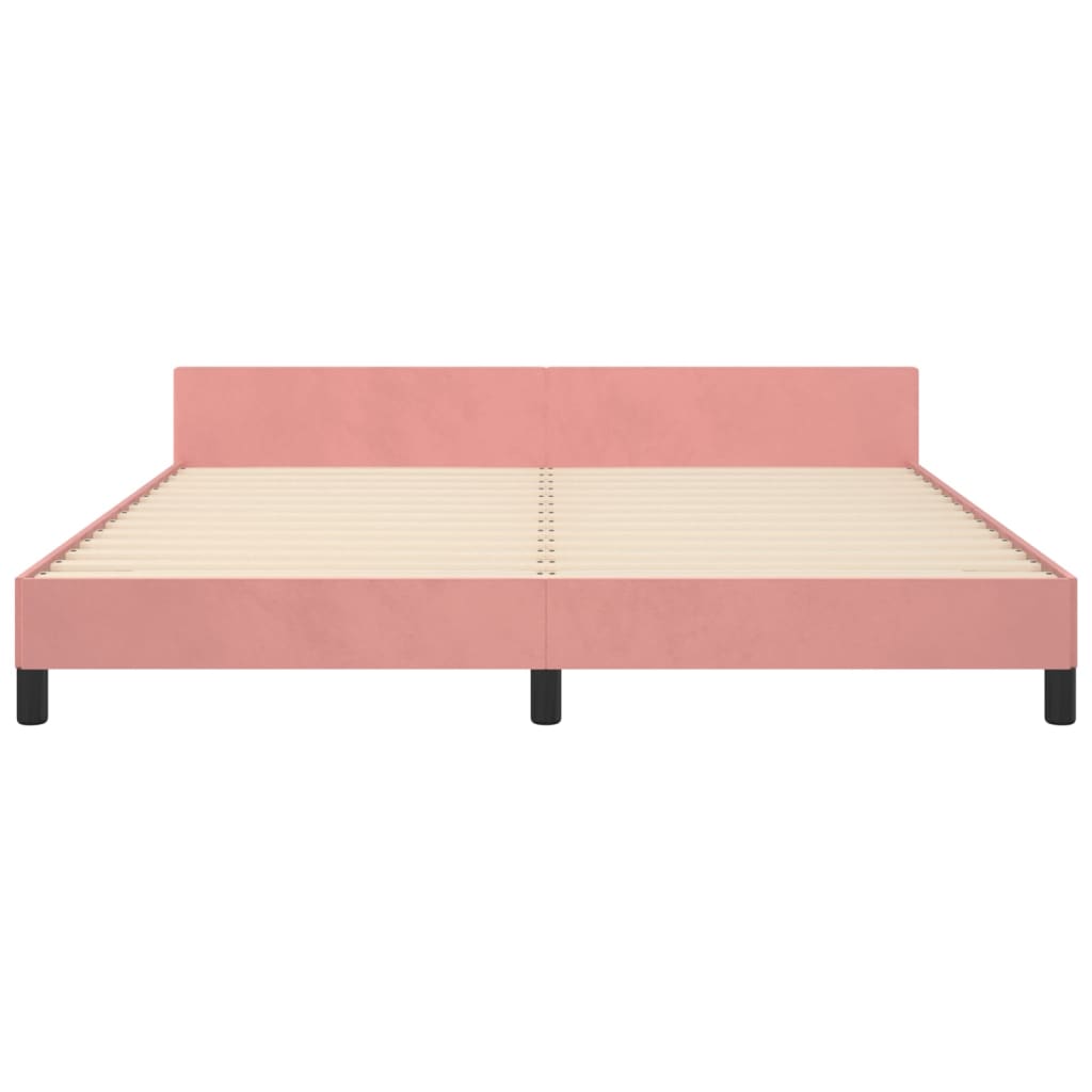 sengeramme med sengegavl 180x200 cm fløjl pink