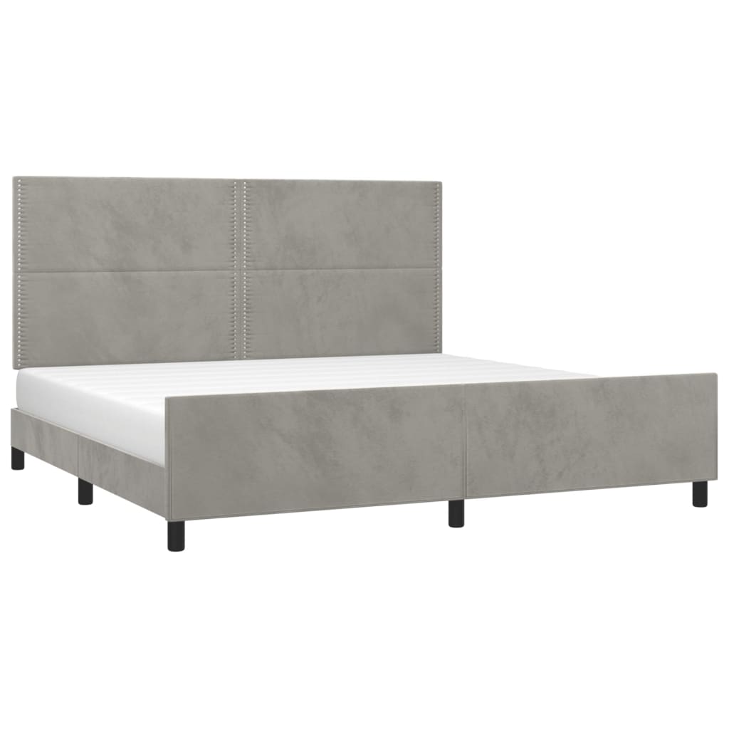 Sengeramme uden madras Lysegrå 200x200 cm Fløjl