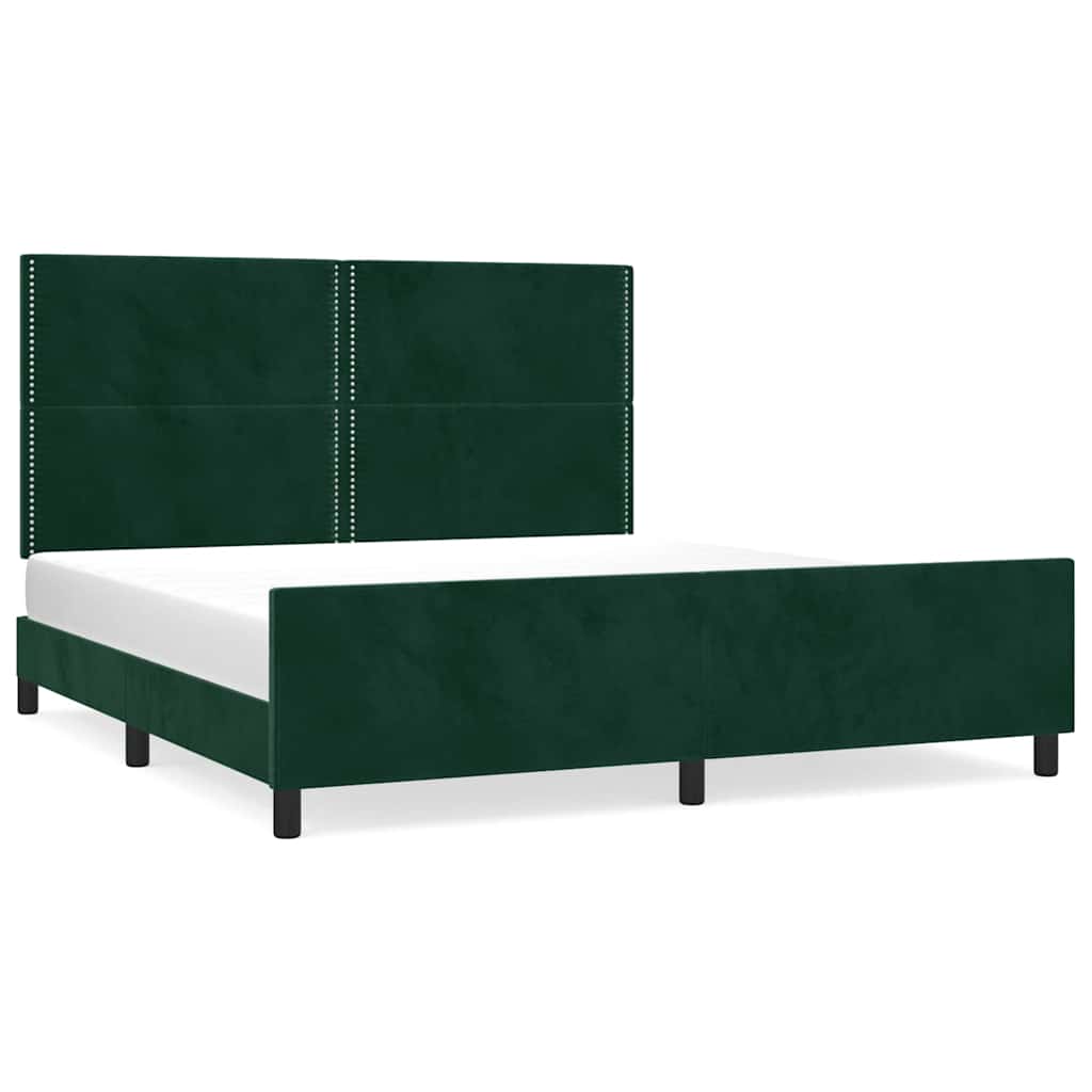 Sengeramme uden madras Mørkegrøn 200x200 cm Fløjl
