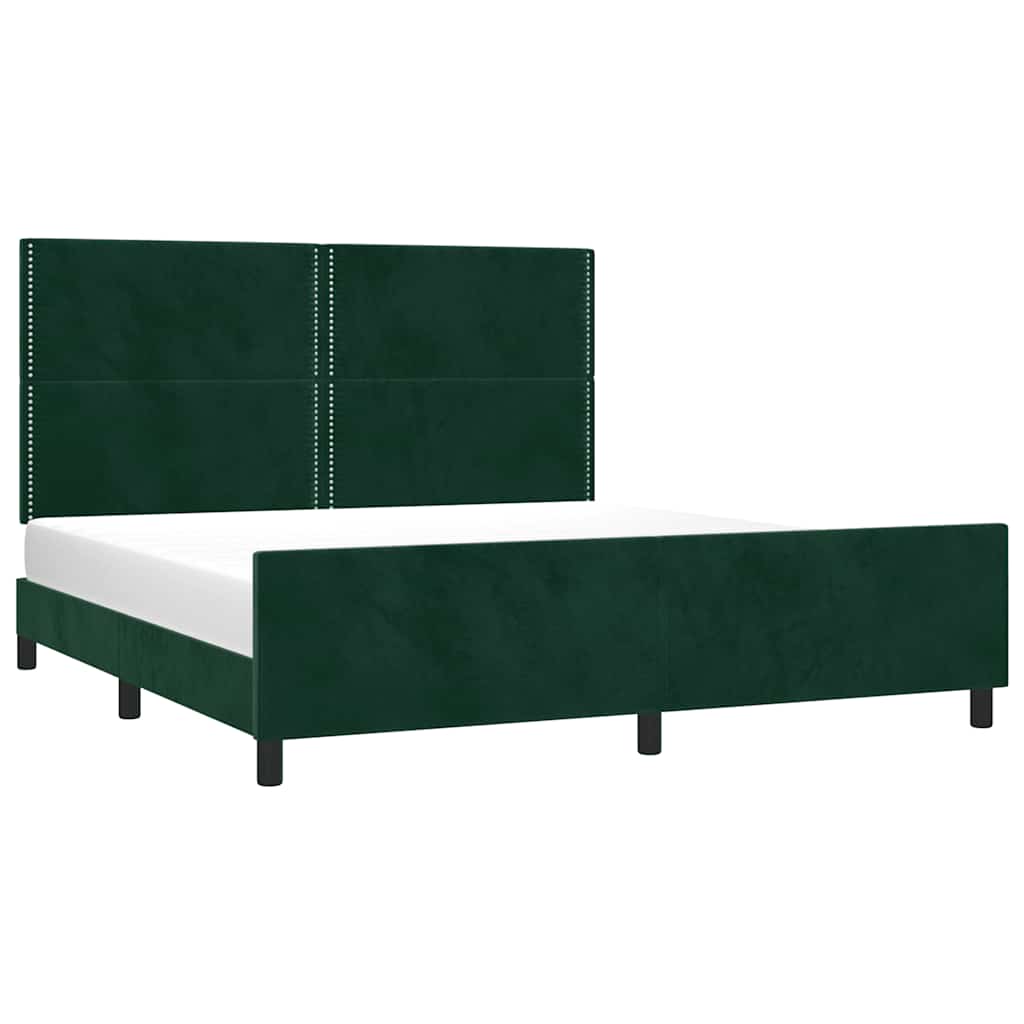 Sengeramme uden madras Mørkegrøn 200x200 cm Fløjl