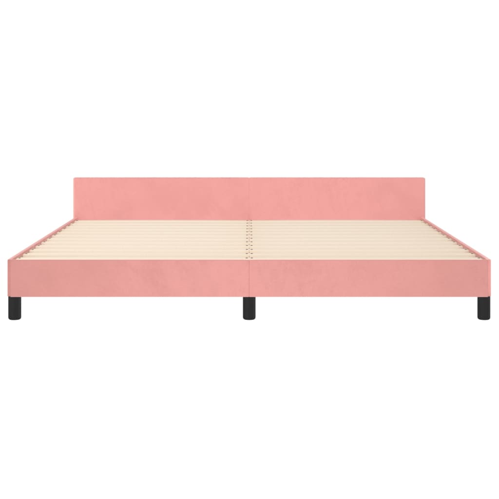 sengeramme med sengegavl 200x200 cm fløjl pink