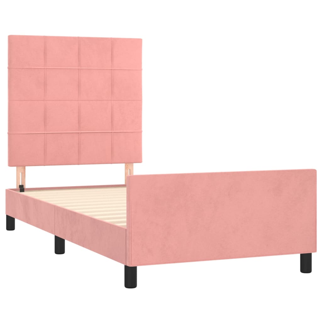 sengeramme med sengegavl 80x200 cm fløjl lyserød