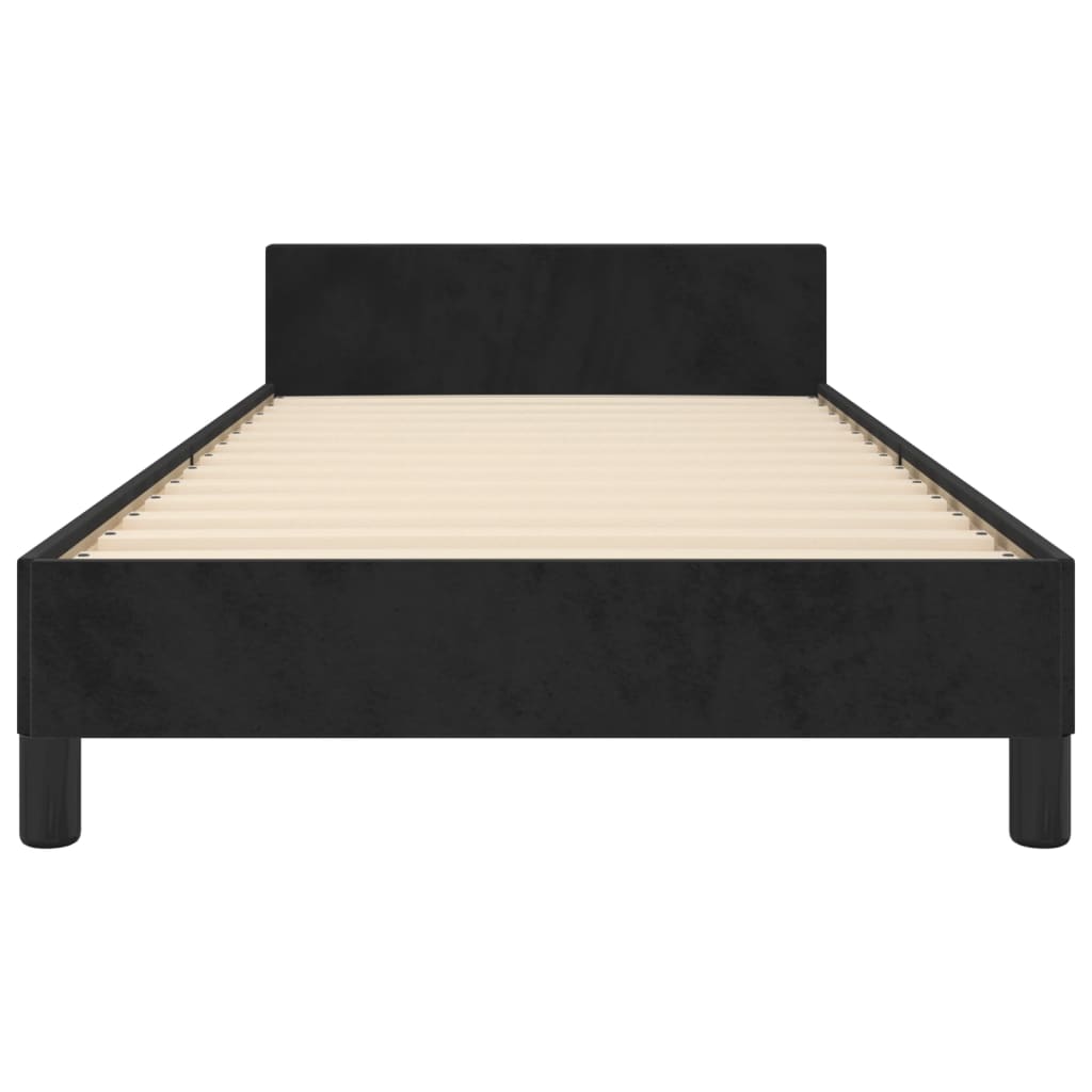 sengeramme med sengegavl 90x190 cm fløjl sort