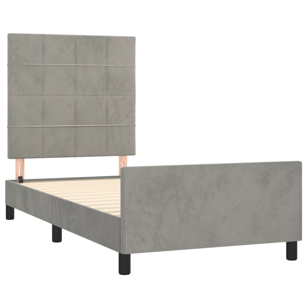Sengeramme uden madras Lysegrå 90x200 cm Fløjl