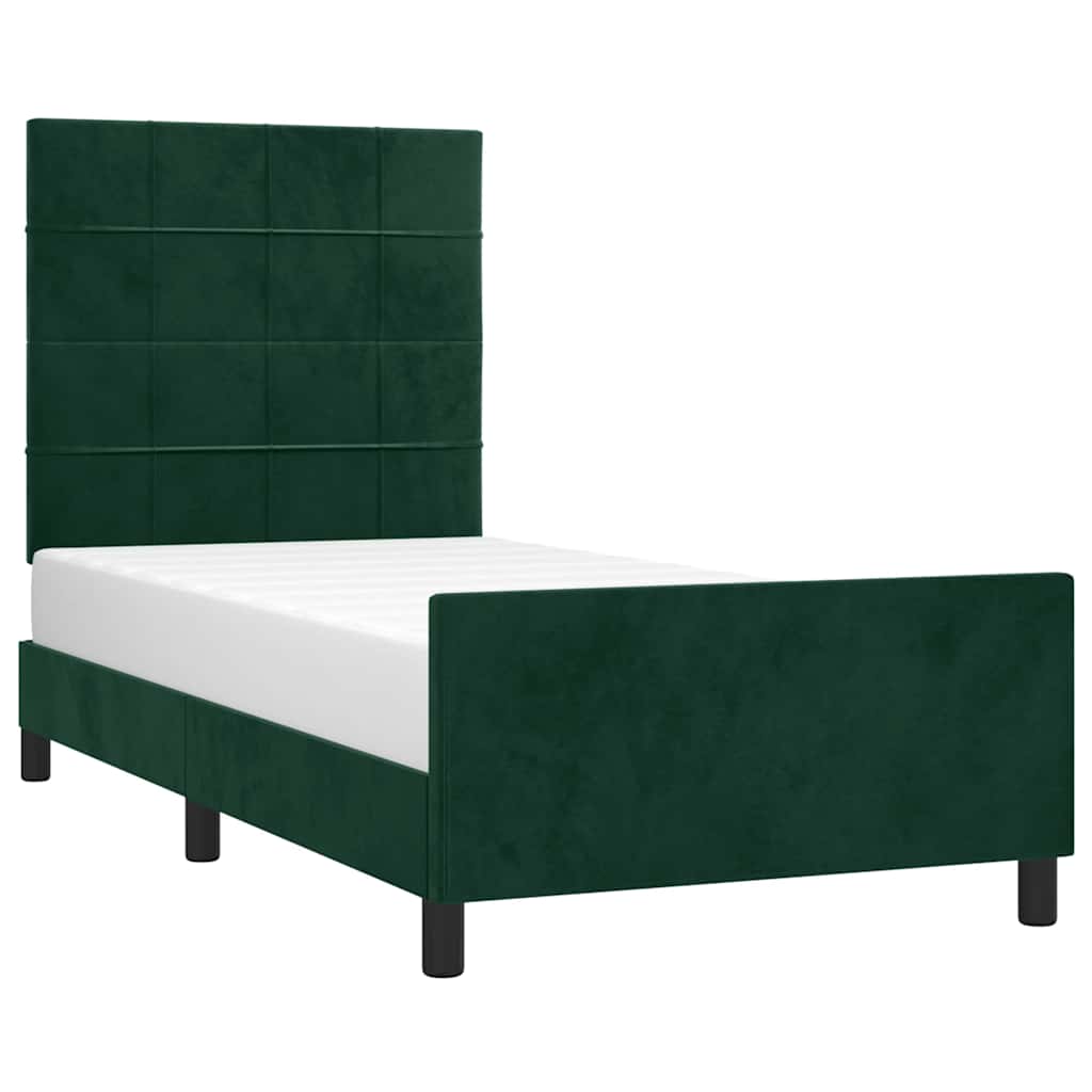 Sengeramme uden madras Mørkegrøn 100x200 cm Fløjl