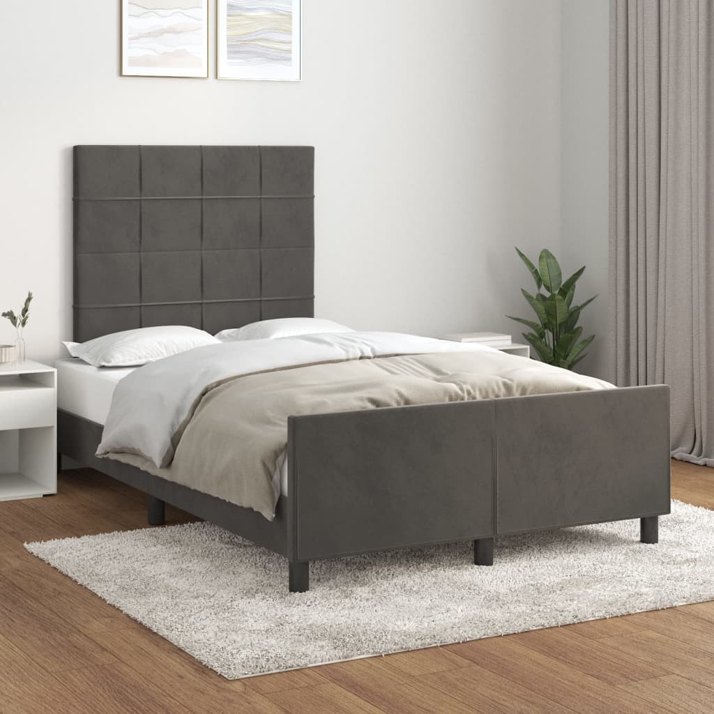 Sengeramme uden madras Mørkegrå 120x200 cm Fløjl