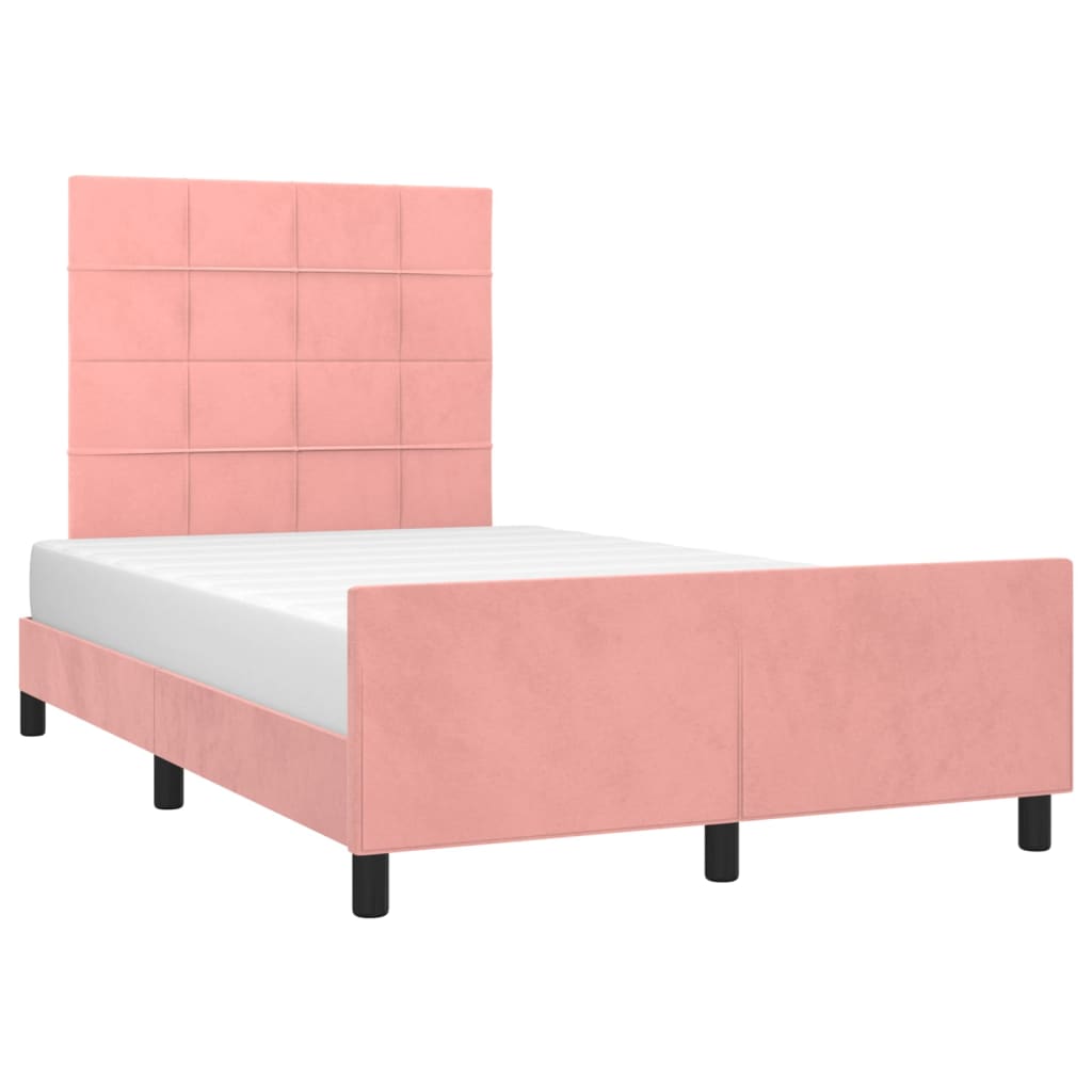sengeramme med sengegavl 120x200 cm fløjl pink