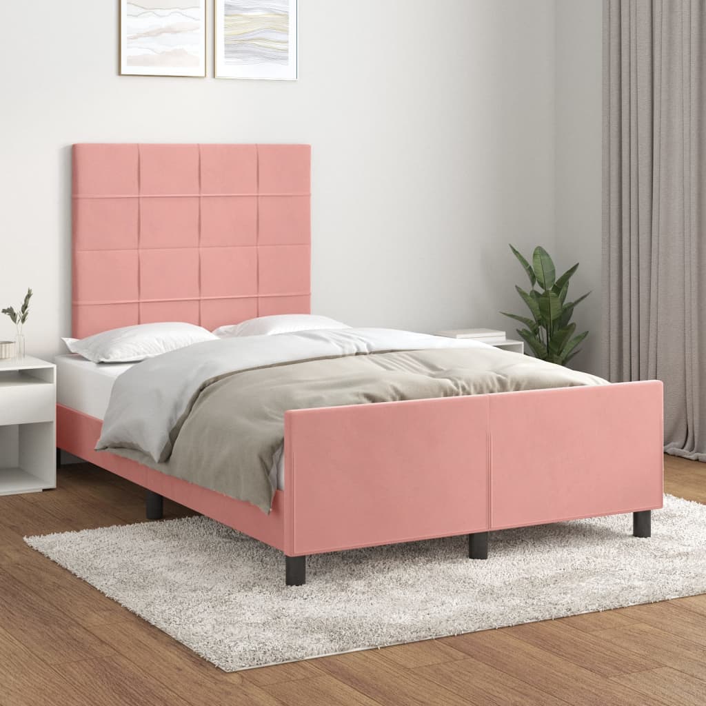 sengeramme med sengegavl 120x200 cm fløjl pink