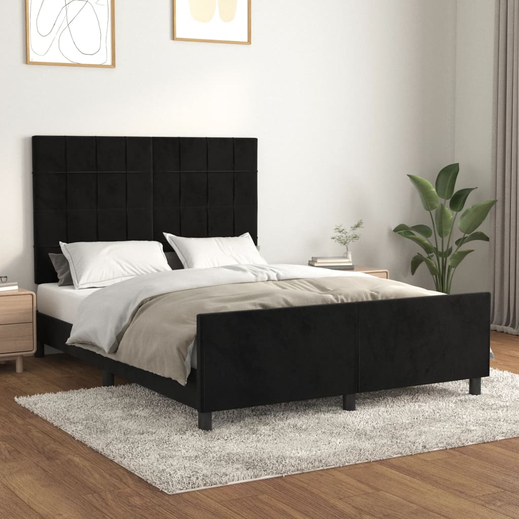 Sengeramme uden madras Sort 140x190 cm Fløjl