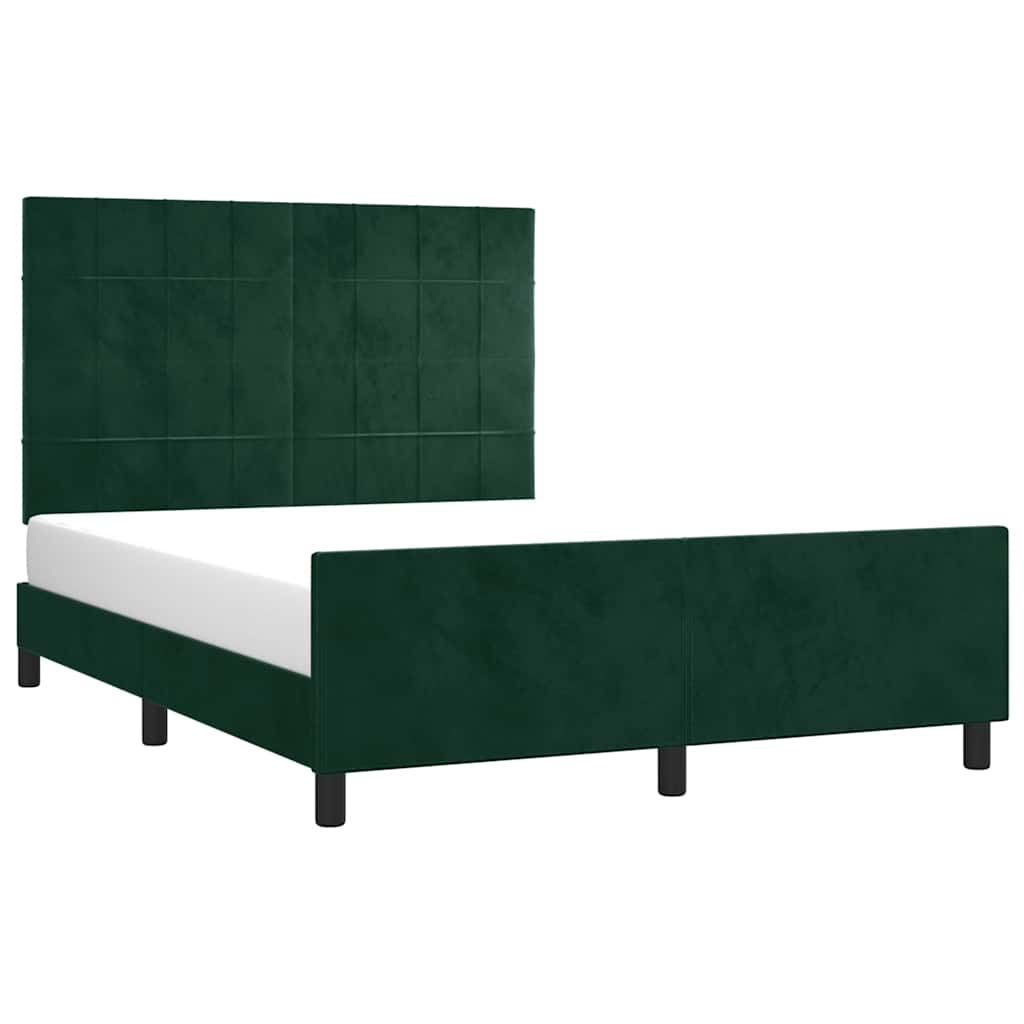 Sengeramme uden madras Mørkegrøn 140x190 cm Fløjl