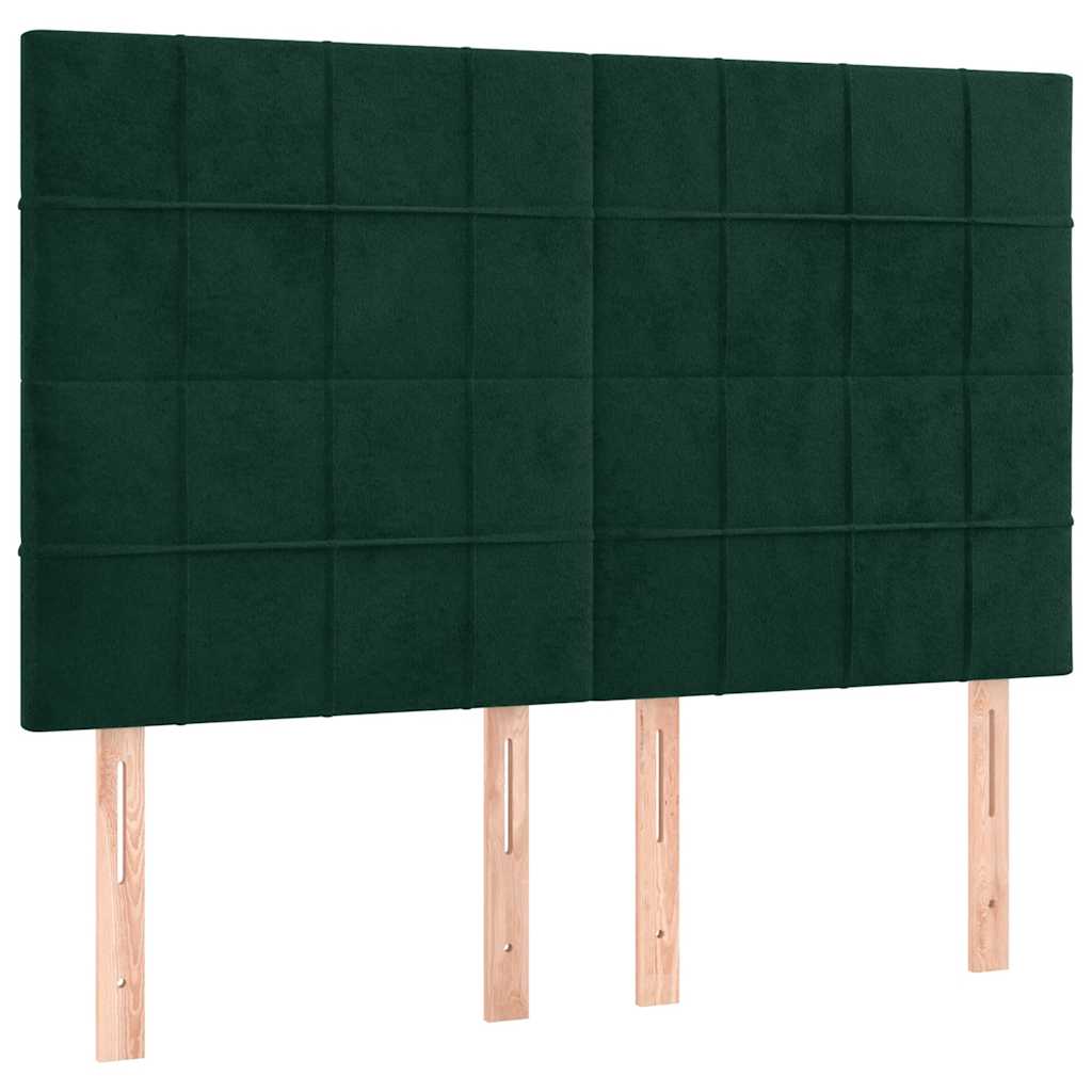 Sengeramme uden madras Mørkegrøn 140x190 cm Fløjl