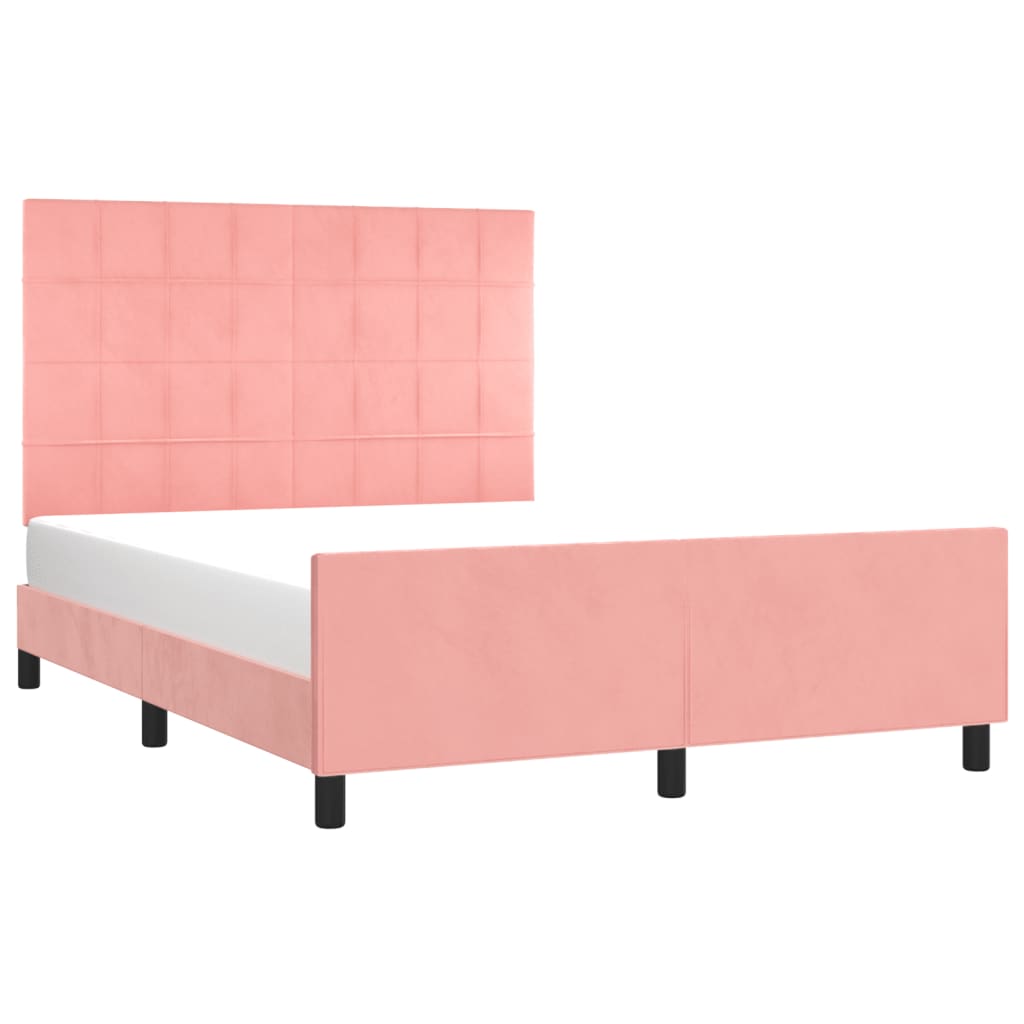 sengeramme med sengegavl 140x190 cm fløjl pink