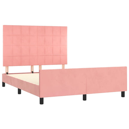 sengeramme med sengegavl 140x190 cm fløjl pink