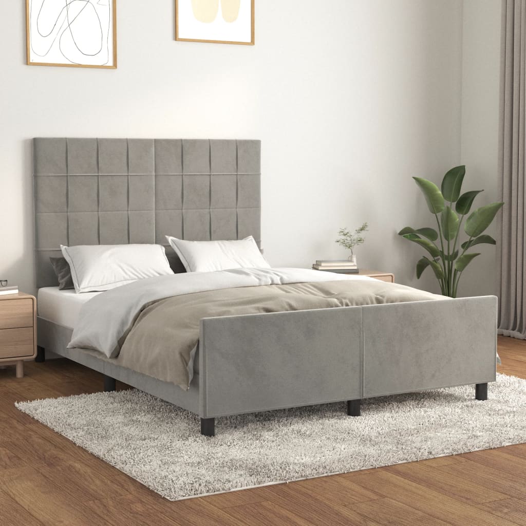Sengeramme uden madras Lysegrå 140x200 cm Fløjl